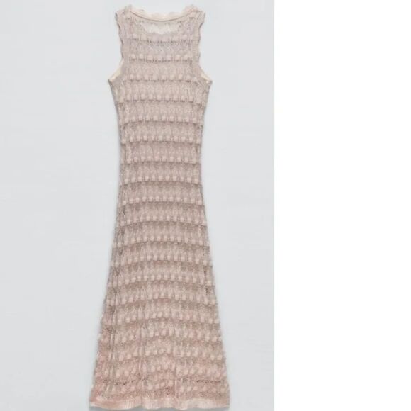 ZARA CROCHET METALLIC THREAD KNIT DRESS LIMITED EDITION - Picture 10 of 14